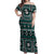 Fiji Masi Tapa Pattern Teal Off Shoulder Maxi Dress - Polynesian Pride
