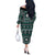 Fiji Masi Tapa Pattern Teal Off The Shoulder Long Sleeve Dress - Polynesian Pride