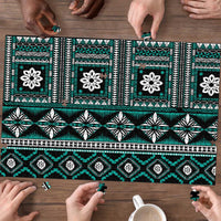 Fiji Masi Tapa Pattern Teal Puzzle - Polynesian Pride