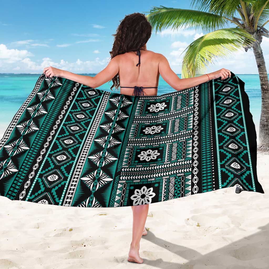 Fiji Masi Tapa Pattern Teal Sarong - Polynesian Pride