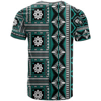 Fiji Masi Tapa Pattern Teal T Shirt - Polynesian Pride