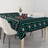Fiji Masi Tapa Pattern Teal Tablecloth - Polynesian Pride
