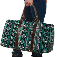 Fiji Masi Tapa Pattern Teal Travel Bag - Polynesian Pride