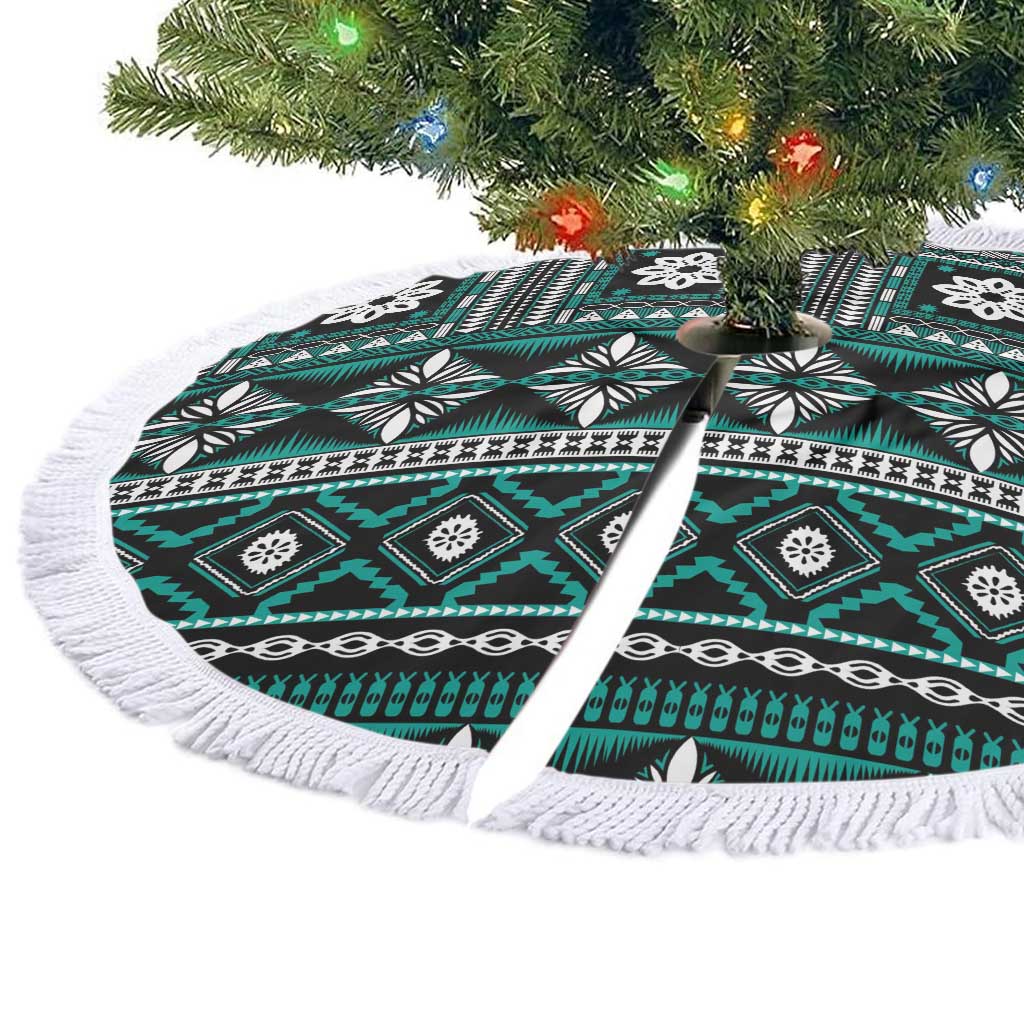 Fiji Masi Tapa Pattern Teal Tree Skirt - Polynesian Pride