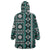 Fiji Masi Tapa Pattern Teal Wearable Blanket Hoodie - Polynesian Pride