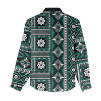 Fiji Masi Tapa Pattern Teal Women Casual Shirt - Polynesian Pride