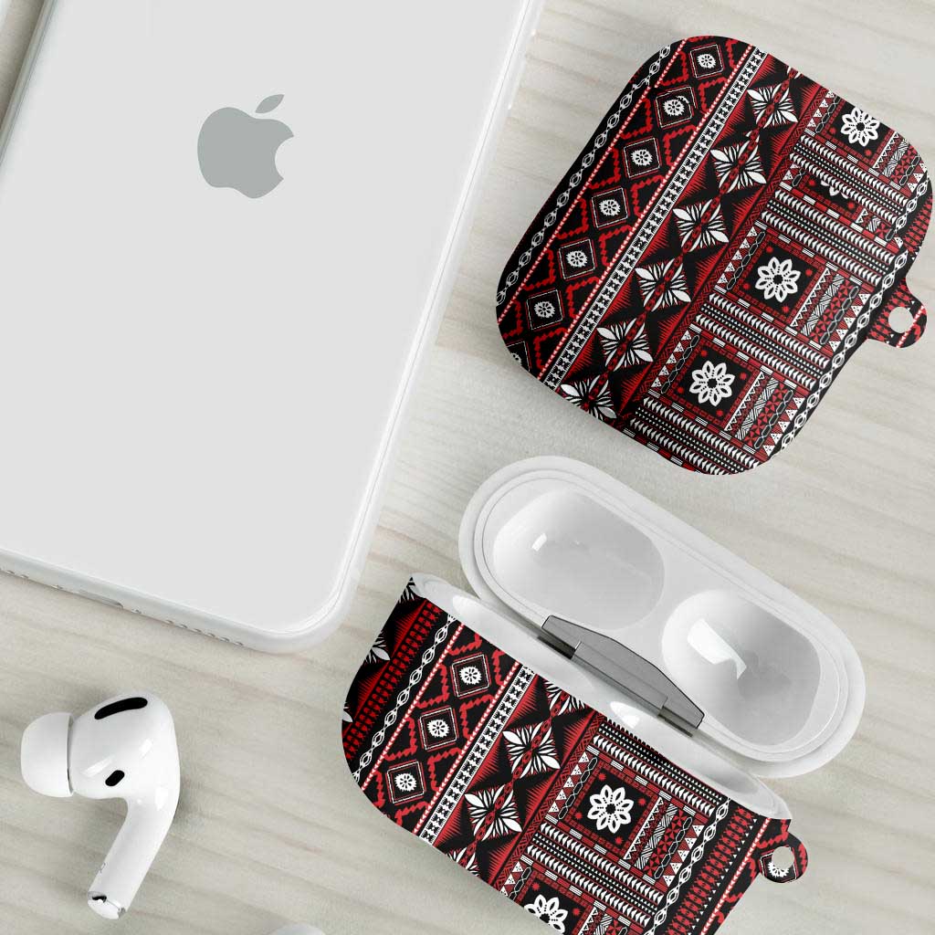 Fiji Masi Tapa Pattern Red AirPods Case - Polynesian Pride