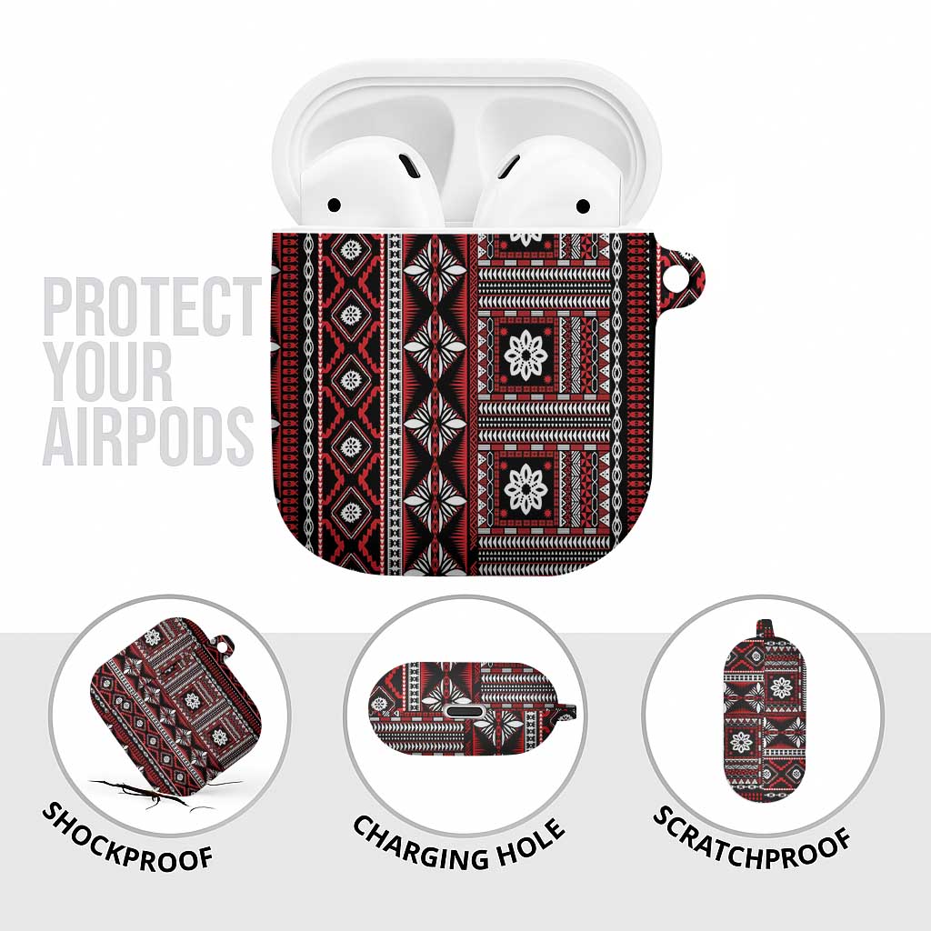 Fiji Masi Tapa Pattern Red AirPods Case - Polynesian Pride