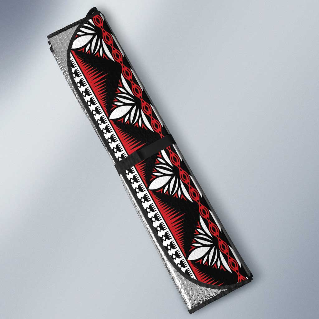 Fiji Masi Tapa Pattern Red Auto Sun Shade - Polynesian Pride