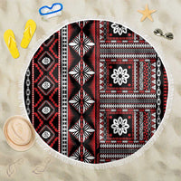 Fiji Masi Tapa Pattern Red Beach Blanket - Polynesian Pride