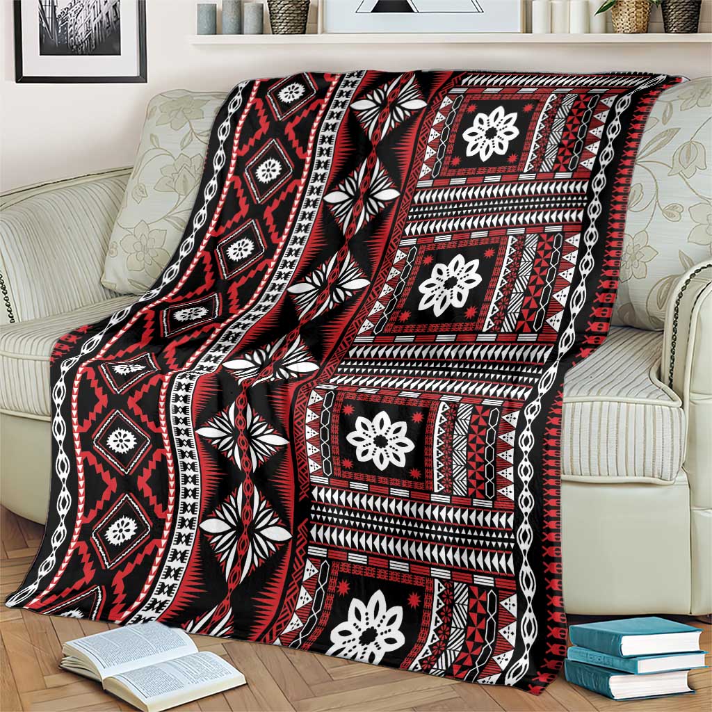 Fiji Masi Tapa Pattern Red Blanket - Polynesian Pride