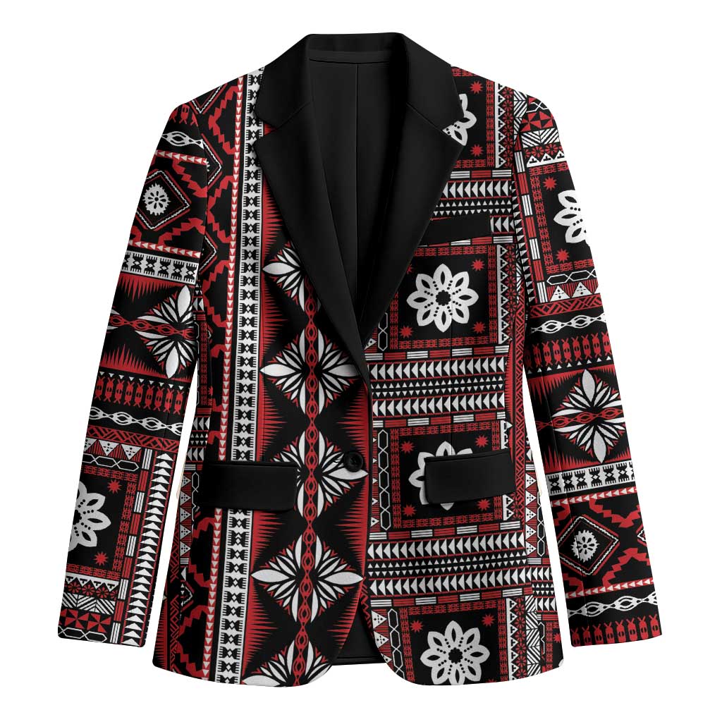 Fiji Masi Tapa Pattern Red Blazer - Polynesian Pride