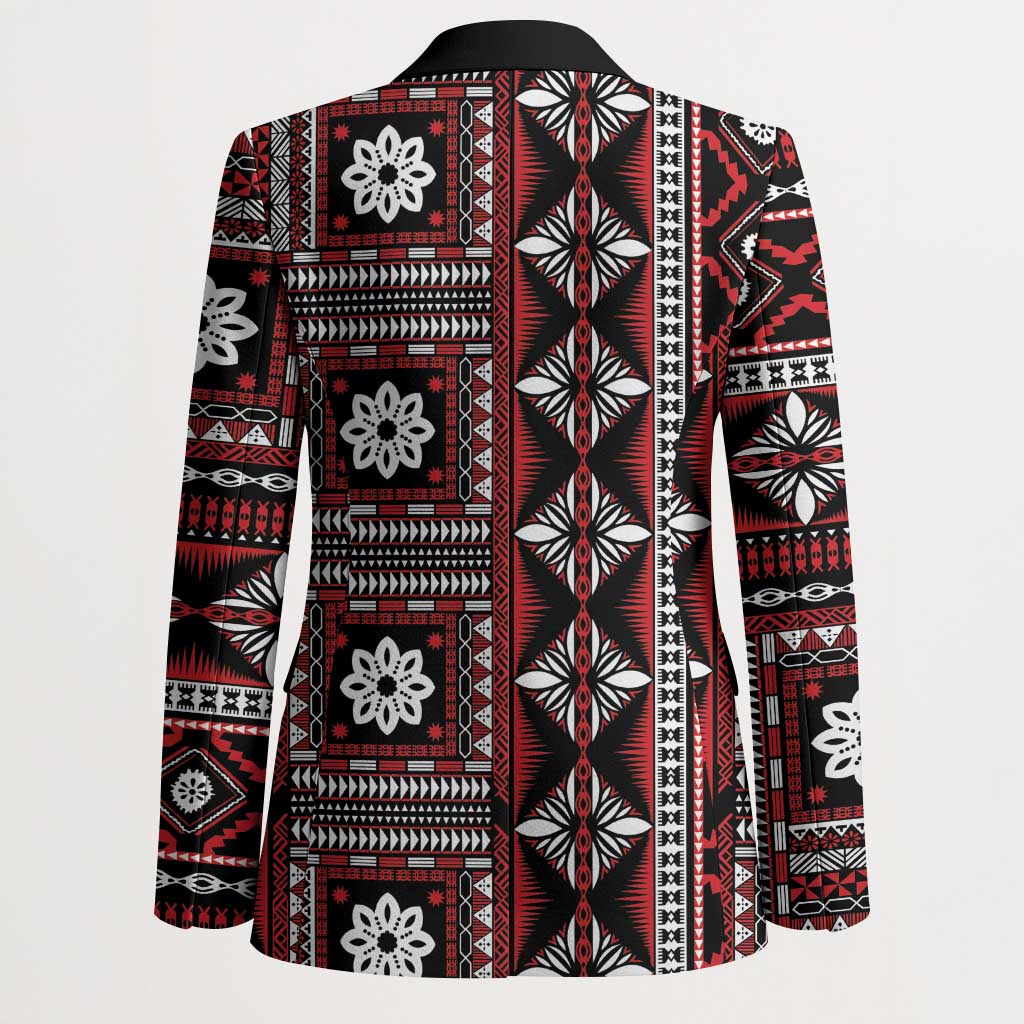 Fiji Masi Tapa Pattern Red Blazer - Polynesian Pride