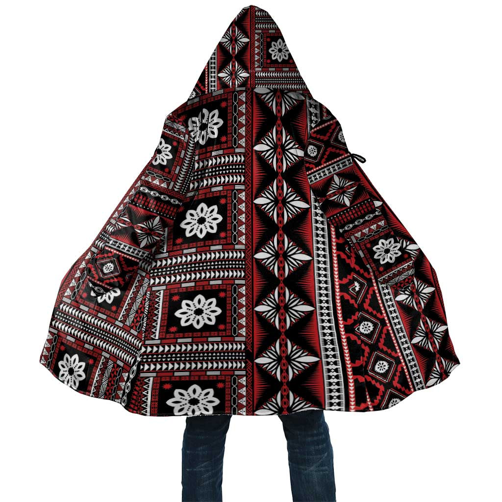 Fiji Masi Tapa Pattern Red Cloak - Polynesian Pride