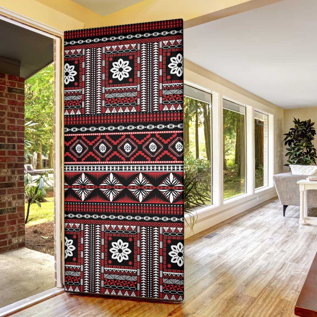 Fiji Masi Tapa Pattern Red Door Cover - Polynesian Pride