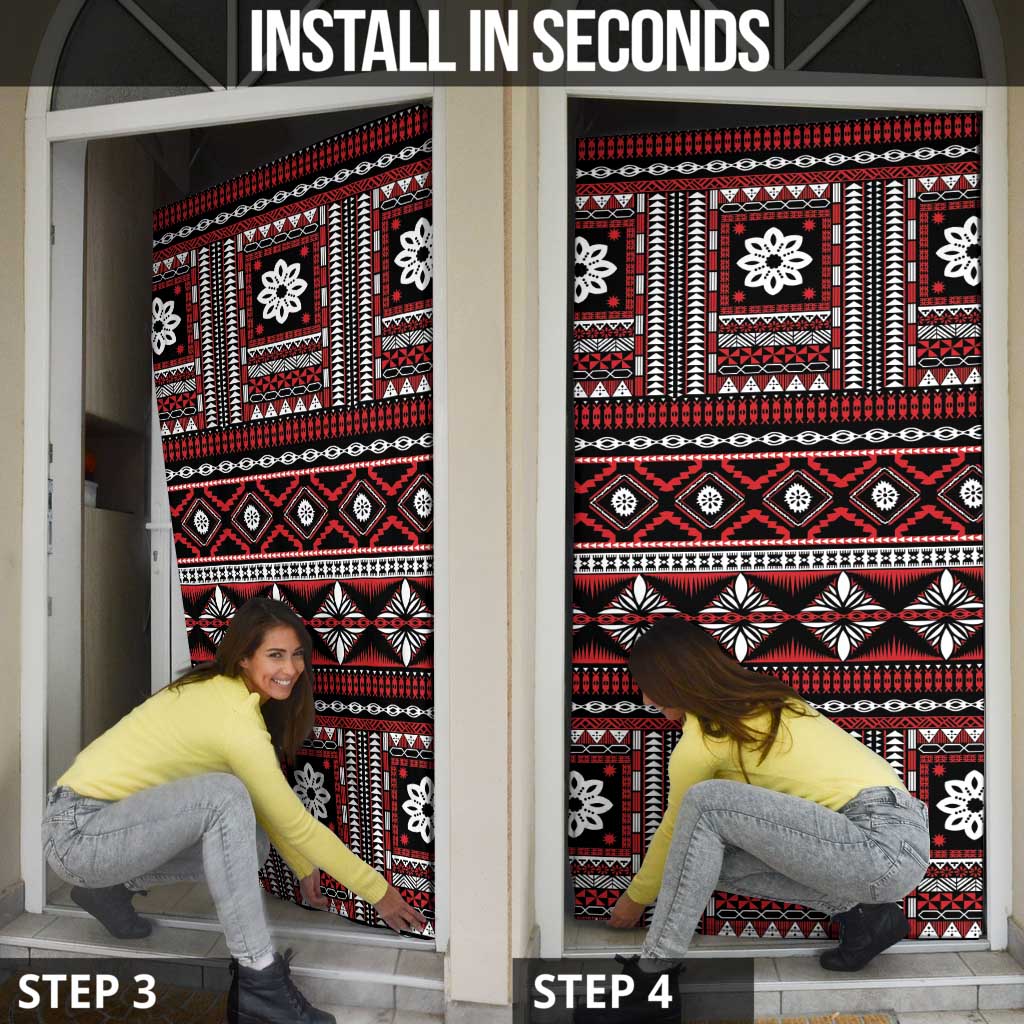Fiji Masi Tapa Pattern Red Door Cover - Polynesian Pride