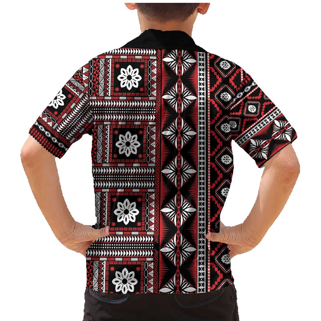 Fiji Masi Tapa Pattern Red Family Matching Mermaid Dress and Hawaiian Shirt - Polynesian Pride