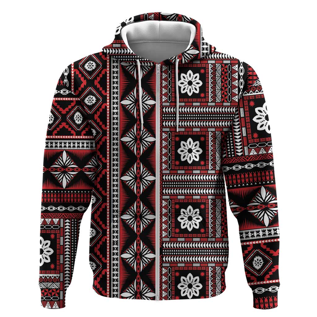 Fiji Masi Tapa Pattern Red Hoodie - Polynesian Pride