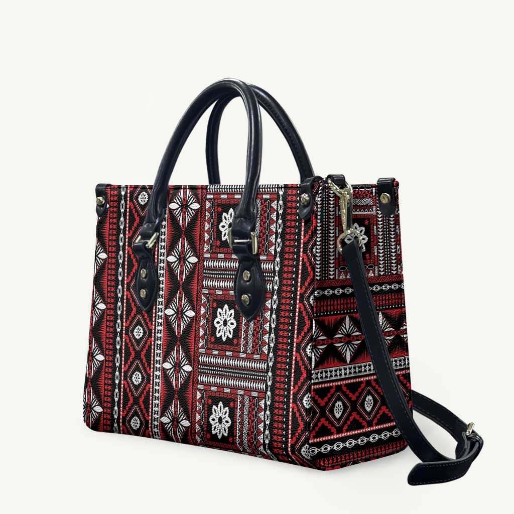 Fiji Masi Tapa Pattern Red Leather Bag - Polynesian Pride