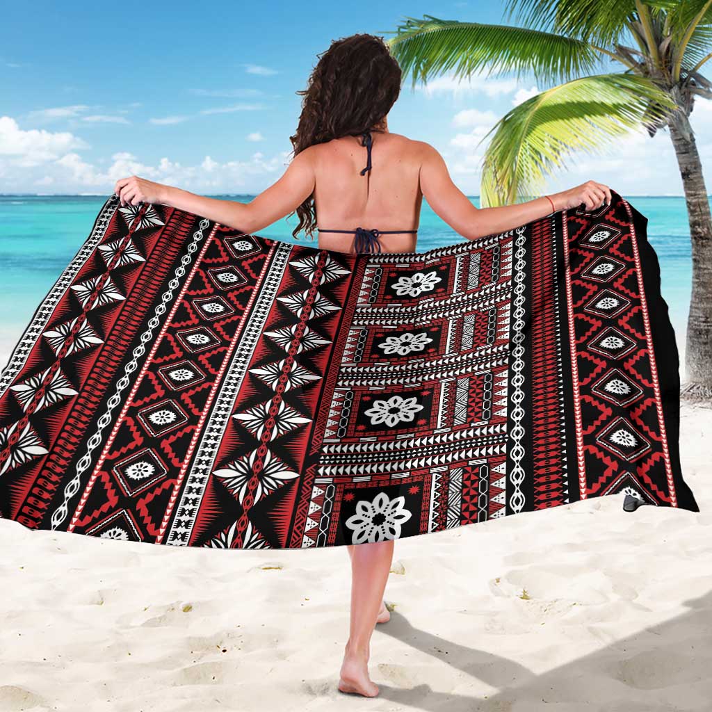 Fiji Masi Tapa Pattern Red Sarong - Polynesian Pride