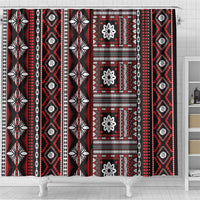 Fiji Masi Tapa Pattern Red Shower Curtain - Polynesian Pride