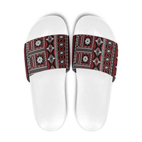 Fiji Masi Tapa Pattern Red Slide Sandals - Polynesian Pride