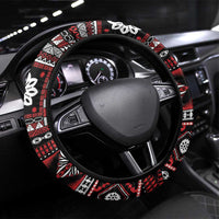 Fiji Masi Tapa Pattern Red Steering Wheel Cover - Polynesian Pride