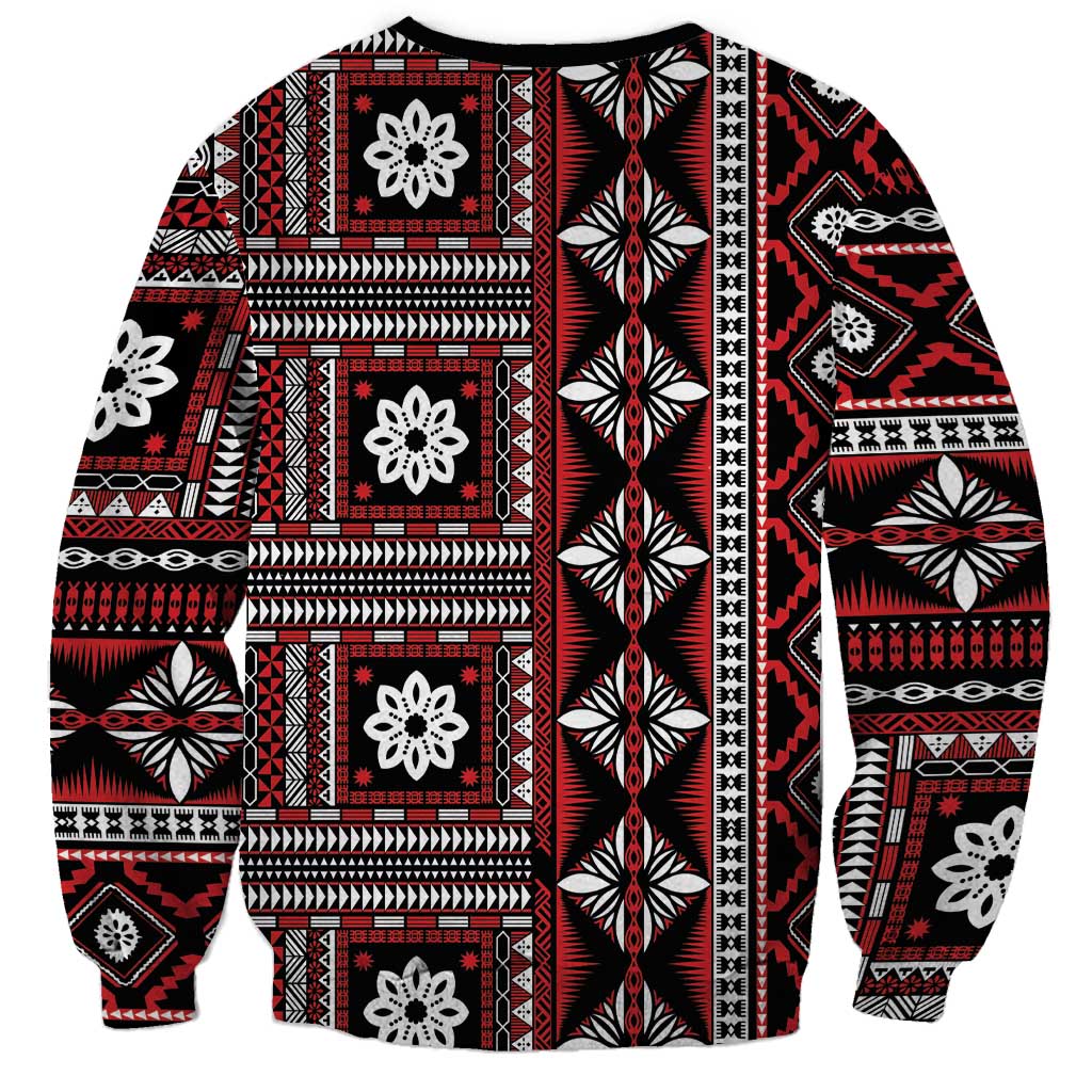 Fiji Masi Tapa Pattern Red Sweatshirt - Polynesian Pride