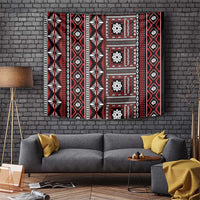 Fiji Masi Tapa Pattern Red Tapestry - Polynesian Pride