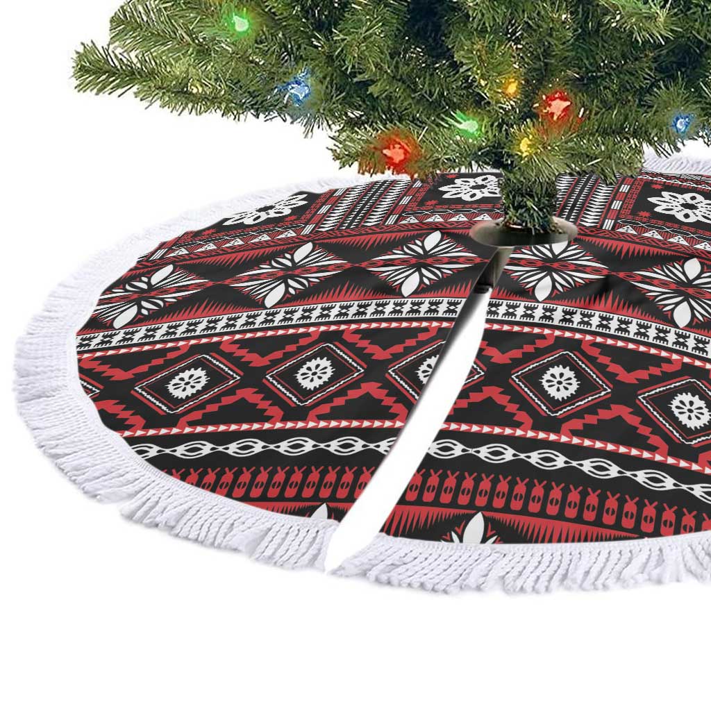 Fiji Masi Tapa Pattern Red Tree Skirt - Polynesian Pride
