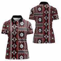 Fiji Masi Tapa Pattern Red Women Polo Shirt - Polynesian Pride