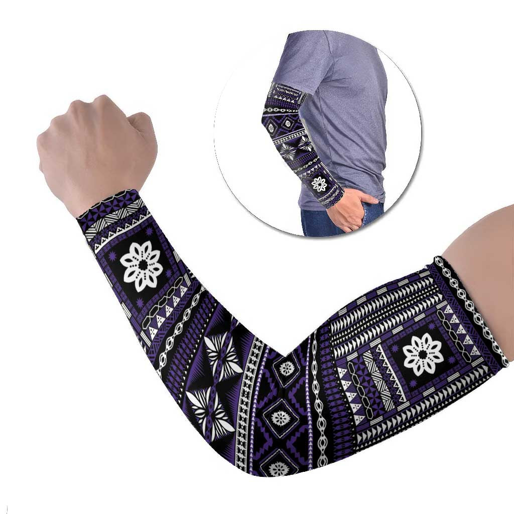 Fiji Masi Tapa Pattern Purple Arm Sleeves - Polynesian Pride
