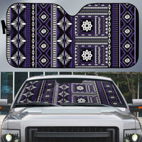 Fiji Masi Tapa Pattern Purple Auto Sun Shade - Polynesian Pride