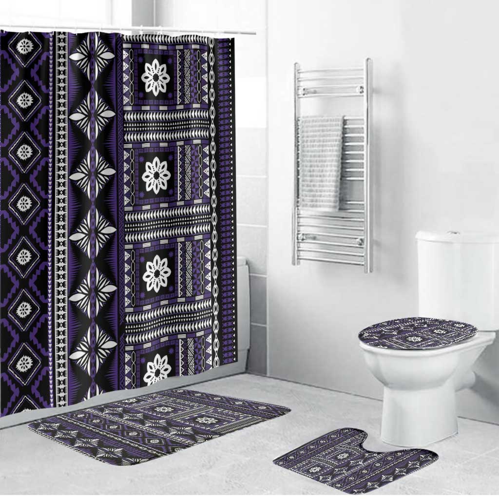 Fiji Masi Tapa Pattern Purple Bathroom Set - Polynesian Pride