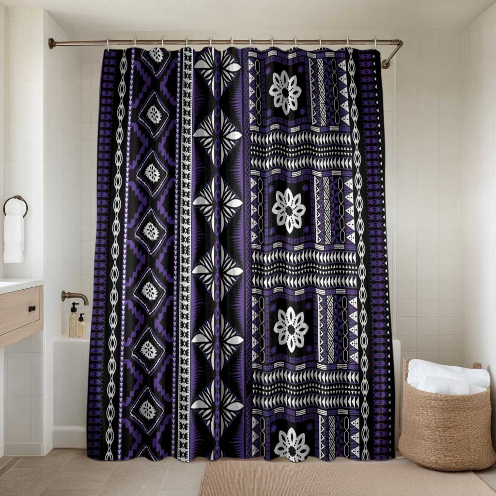 Fiji Masi Tapa Pattern Purple Bathroom Set - Polynesian Pride