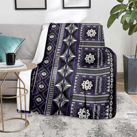Fiji Masi Tapa Pattern Purple Blanket - Polynesian Pride