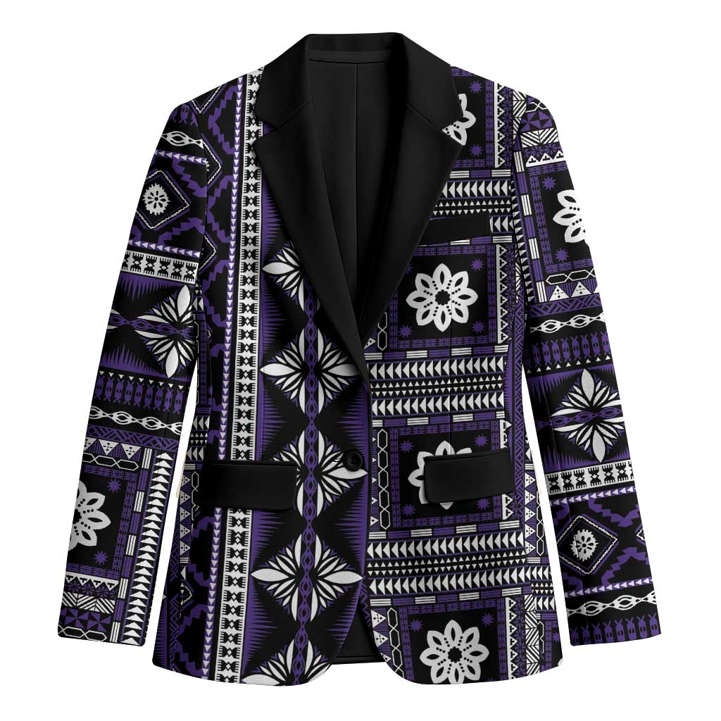 Fiji Masi Tapa Pattern Purple Blazer - Polynesian Pride