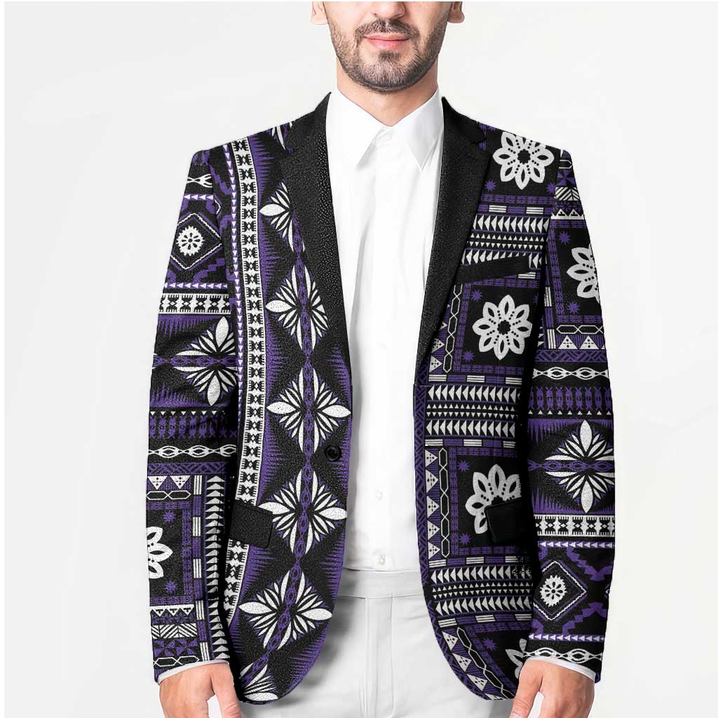 Fiji Masi Tapa Pattern Purple Blazer - Polynesian Pride