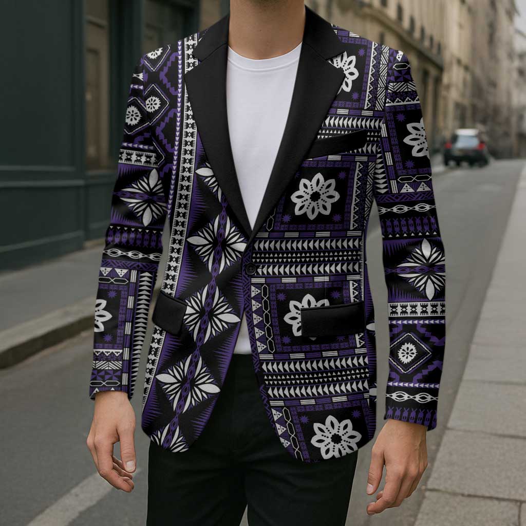 Fiji Masi Tapa Pattern Purple Blazer - Polynesian Pride