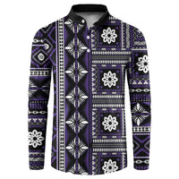 Fiji Masi Tapa Pattern Purple Button Sweatshirt - Polynesian Pride