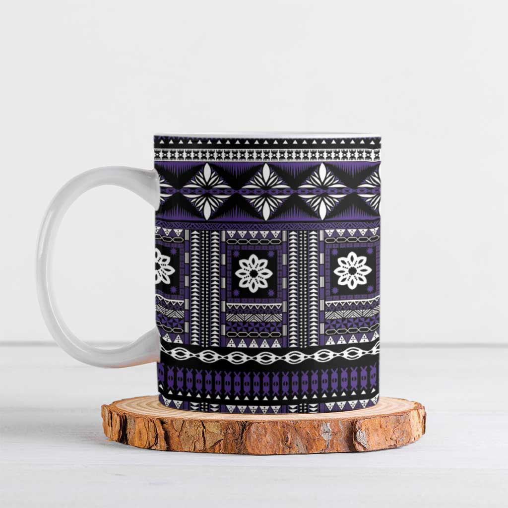 Fiji Masi Tapa Pattern Purple Ceramic Mug - Polynesian Pride