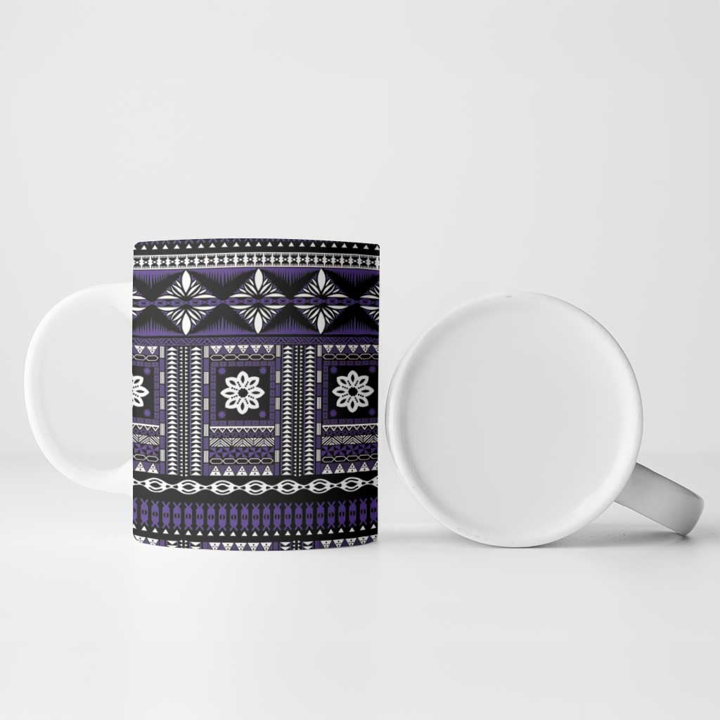 Fiji Masi Tapa Pattern Purple Ceramic Mug - Polynesian Pride