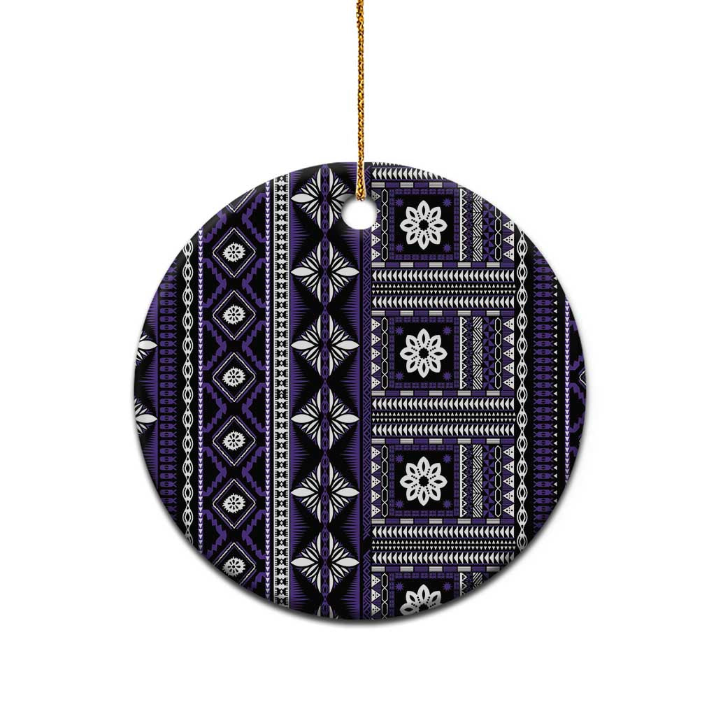 Fiji Masi Tapa Pattern Purple Ceramic Ornament - Polynesian Pride