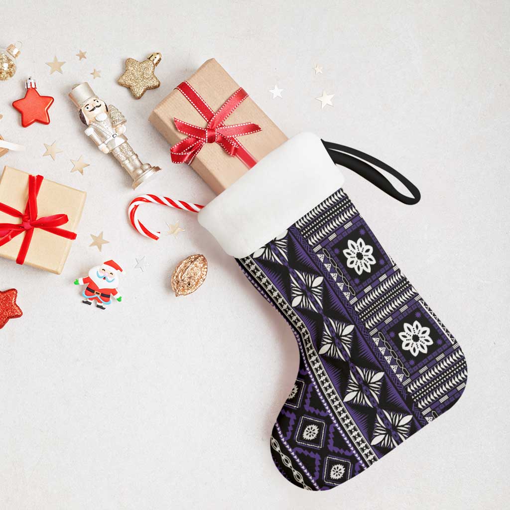 Fiji Masi Tapa Pattern Purple Christmas Stocking - Polynesian Pride