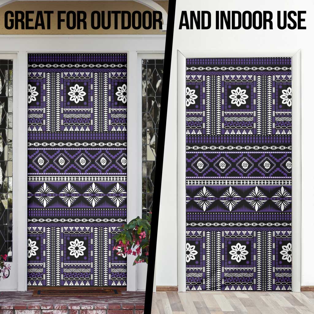 Fiji Masi Tapa Pattern Purple Door Cover - Polynesian Pride
