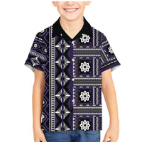 Fiji Masi Tapa Pattern Purple Family Matching Mermaid Dress and Hawaiian Shirt - Polynesian Pride