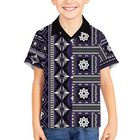Fiji Masi Tapa Pattern Purple Family Matching Summer Maxi Dress and Hawaiian Shirt - Polynesian Pride