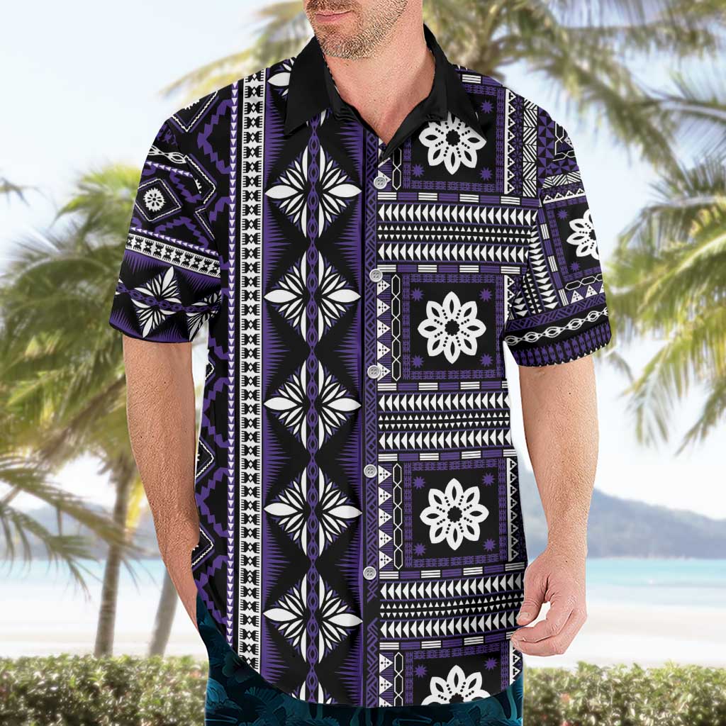 Fiji Masi Tapa Pattern Purple Hawaiian Shirt - Polynesian Pride