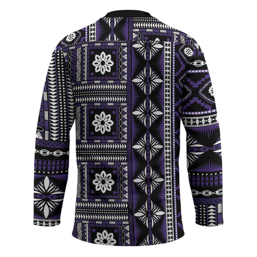 Fiji Masi Tapa Pattern Purple Hockey Jersey - Polynesian Pride