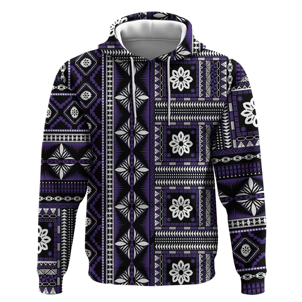 Fiji Masi Tapa Pattern Purple Hoodie - Polynesian Pride